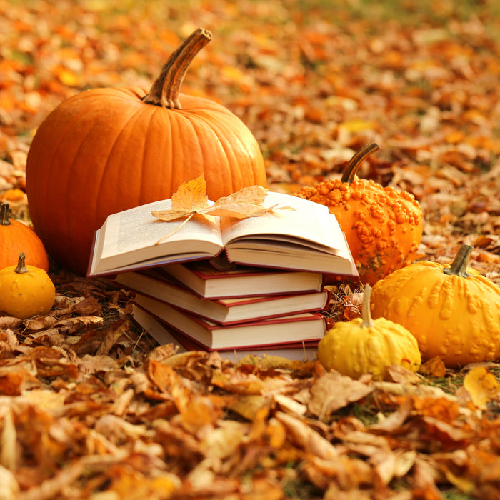 Catholic Books for Halloween with Pumpkin